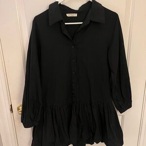 a new day Black Button-Front Peplum Mini Dress